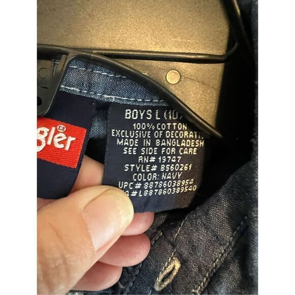 Wrangler Boys Denim Button Down Shirt L 10/12 - Picture 3 of 3